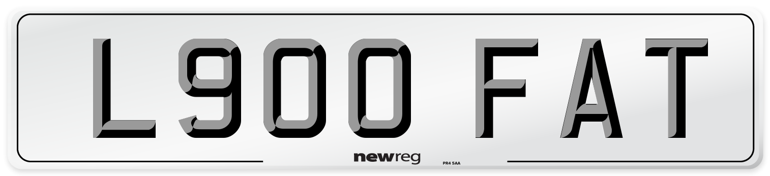 L900 FAT Number Plate from New Reg